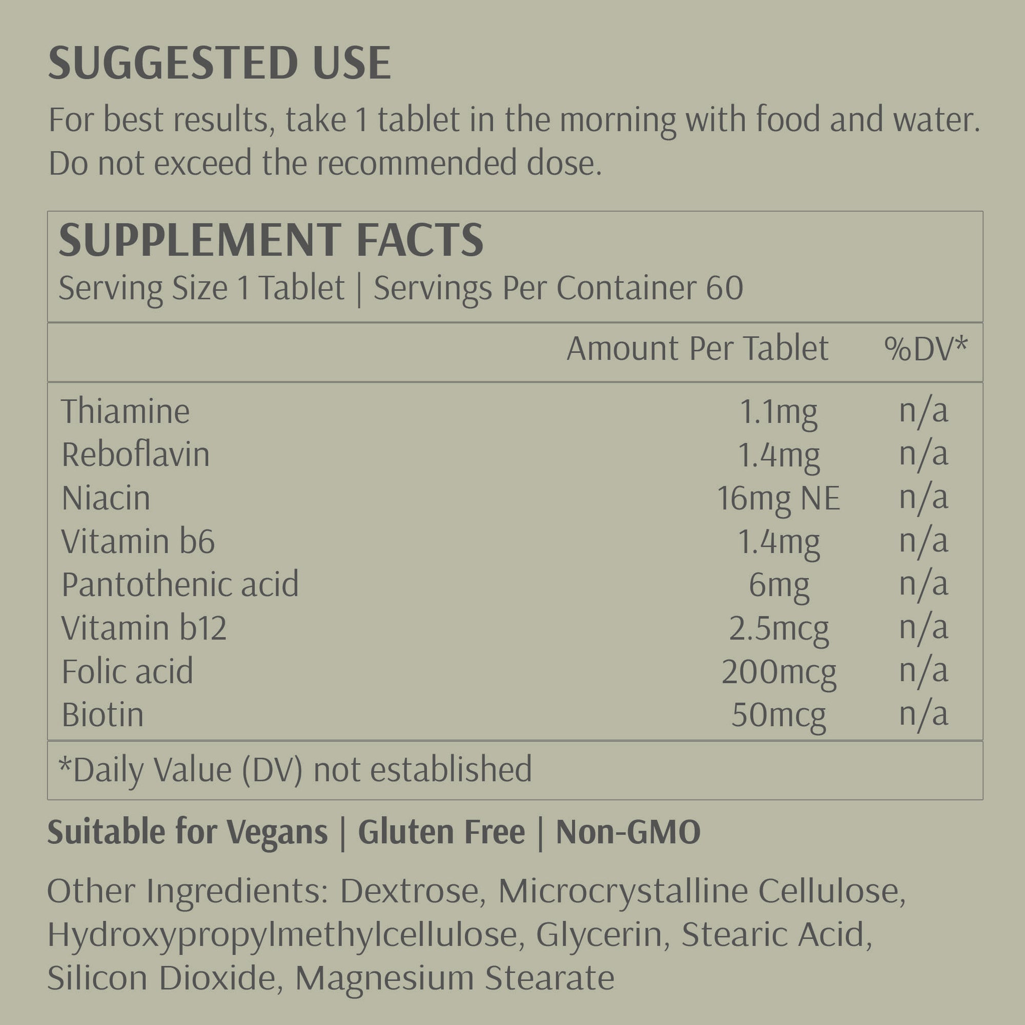 Vitamin B Complex, 60 tablets | Envivo Biotics